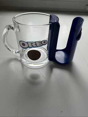 Oreo Glass Mug with Blue Holder